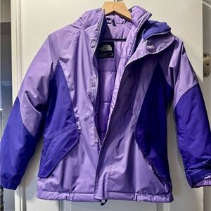 The North Face Kids Two in one Purple Puffer X Rain Jacket